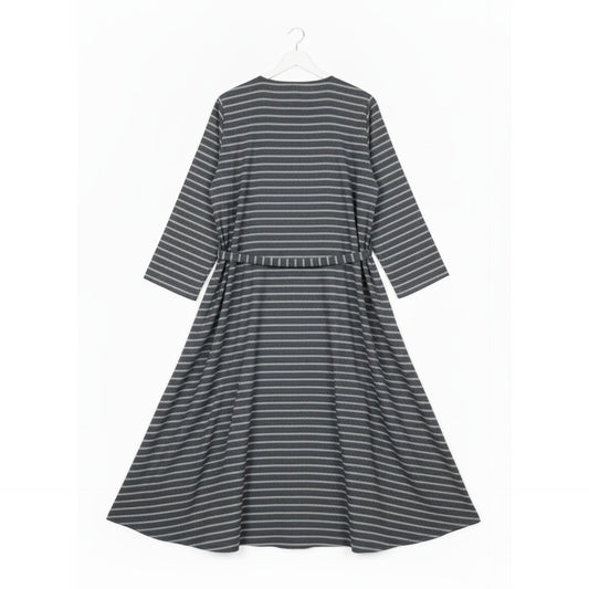 Dark Gray Printed Ladies Stitched Abaya – Comfortable & Simple Daily Wear