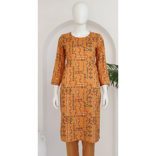 Orange 2 Piece Linen Unstitched Suit for Women | Summer Collection Ladies Dress