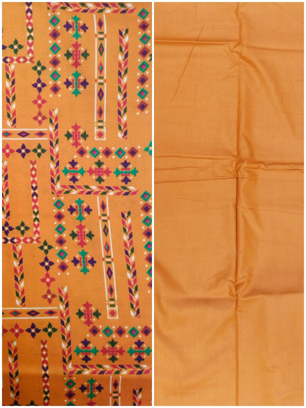 Orange 2 Piece Linen Unstitched Suit for Women | Summer Collection Ladies Dress