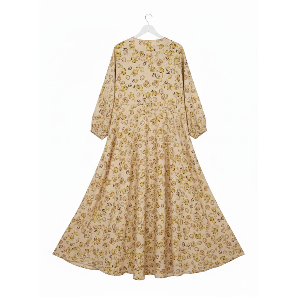 Light Gold Printed Ladies Stitched Abaya – Comfortable & Simple Daily Wear