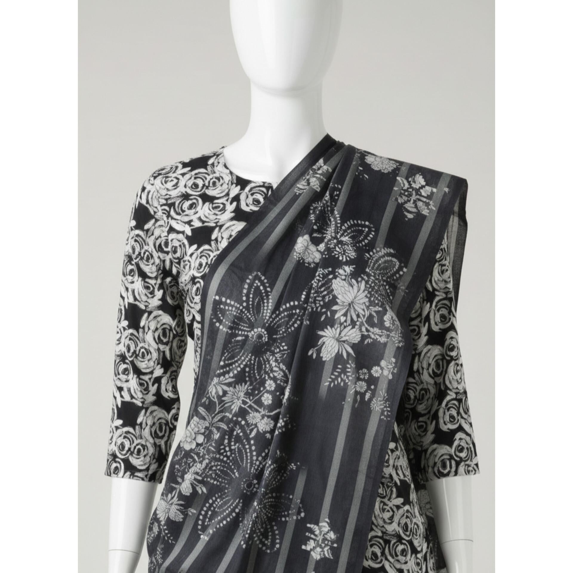 Black 3 Piece Khaddar Unstitched Suit for Women | Winter Collection Ladies Dress