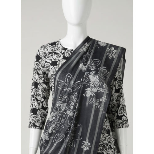 Black 3 Piece Khaddar Unstitched Suit for Women | Winter Collection Ladies Dress