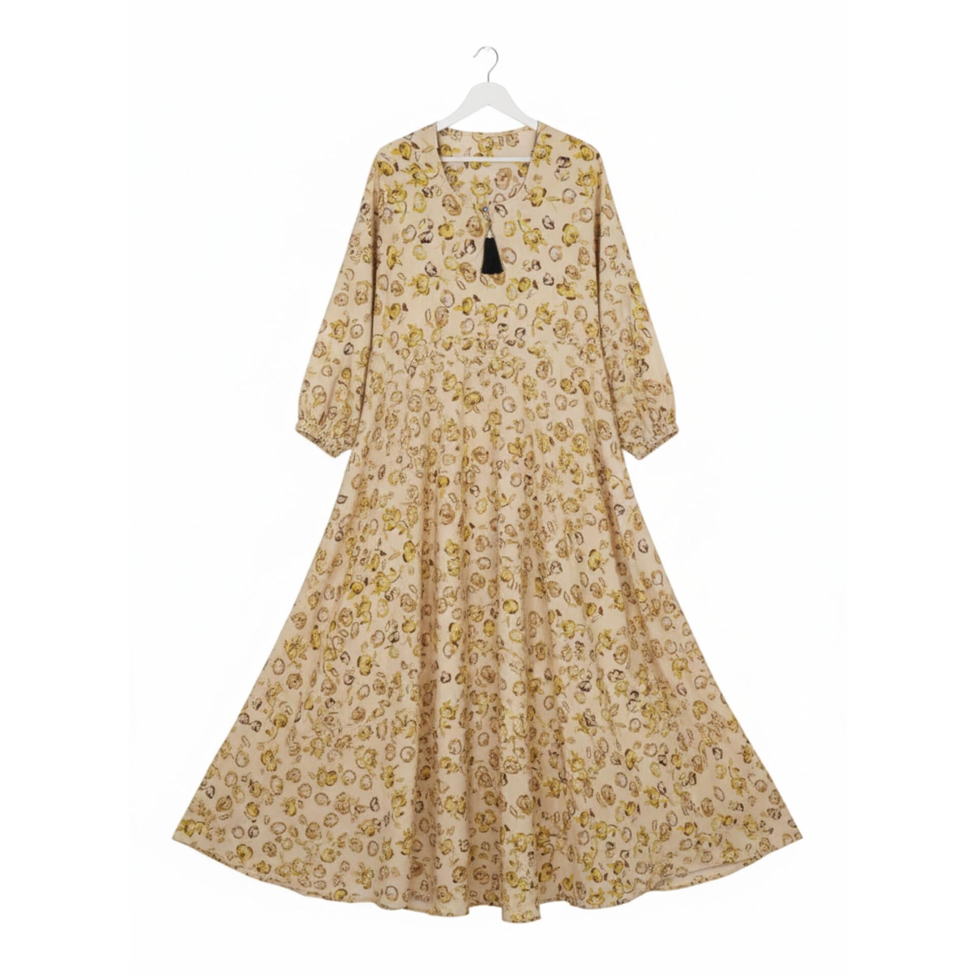 Light Gold Printed Ladies Stitched Abaya – Comfortable & Simple Daily Wear