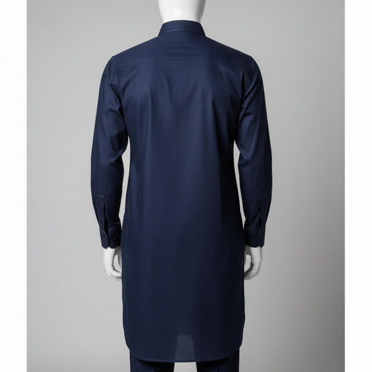 Navy Blue Premium Cotton Unstitched Suit – Classic Everyday Wear