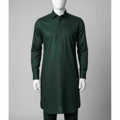 Green Premium Cotton Unstitched Suit – Classic & Comfortable Wear