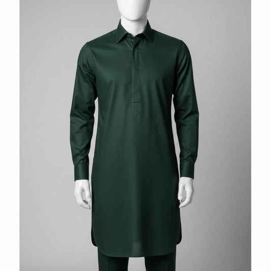 Green Premium Cotton Unstitched Suit – Classic & Comfortable Wear