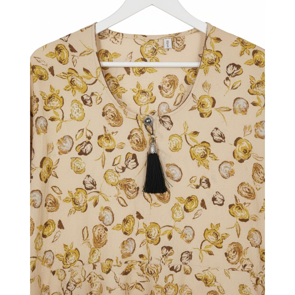 Light Gold Printed Ladies Stitched Abaya – Comfortable & Simple Daily Wear