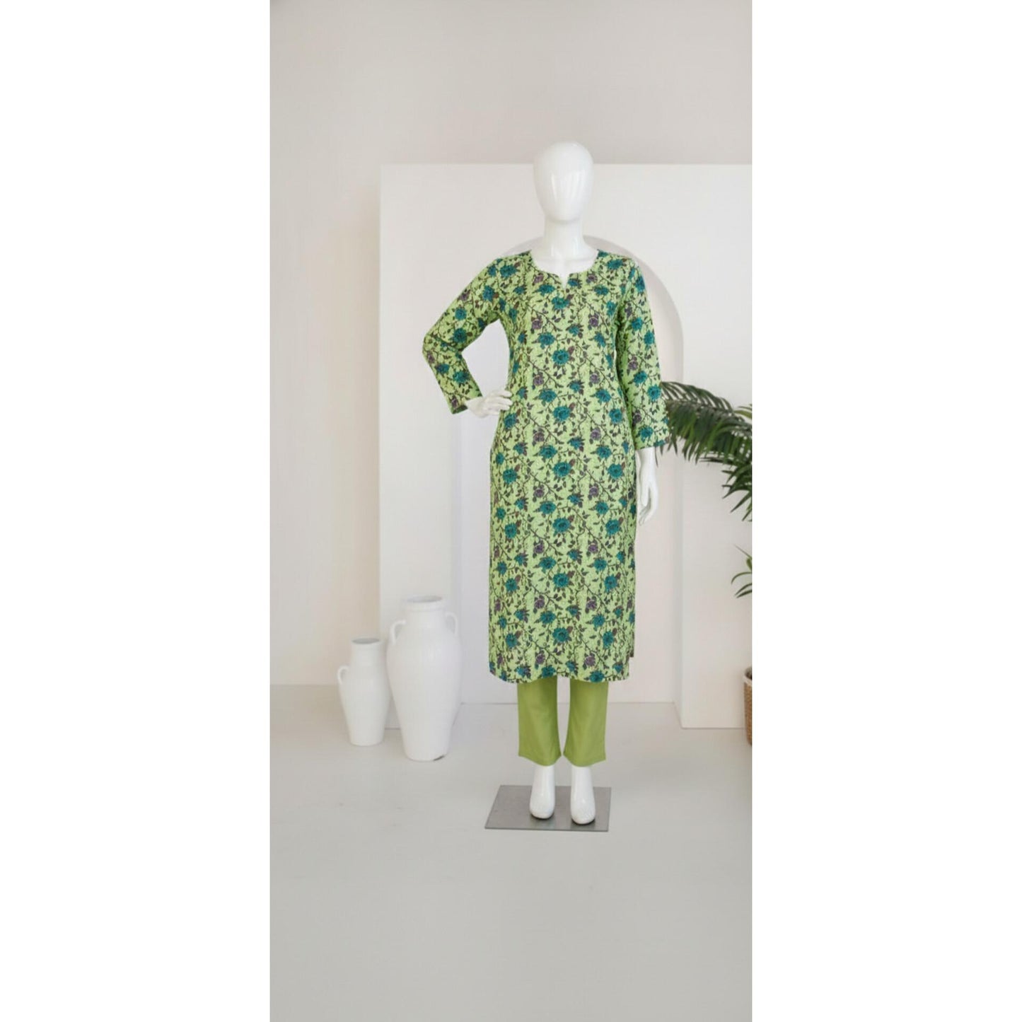 Parrot Green 3 Piece Linen Unstitched Suit for Women | Summer Collection Ladies Dress