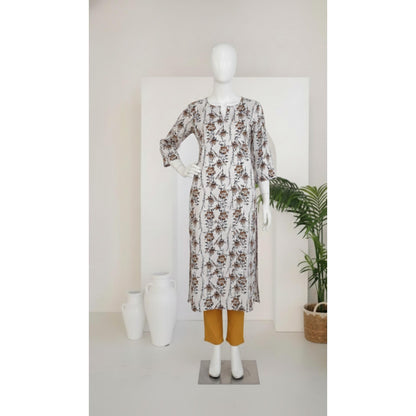 Creamy 3 Piece Linen Unstitched Suit for Women | Summer Collection Ladies Dress