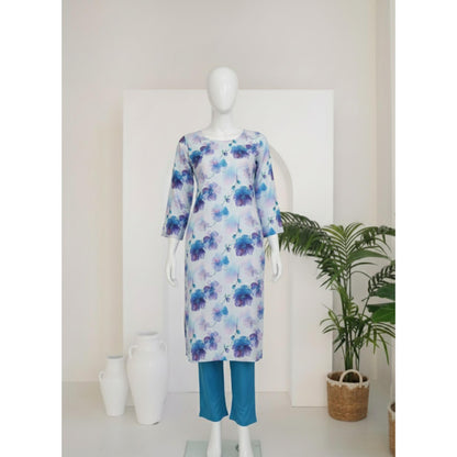 Blue 3 Piece Linen Unstitched Suit for Women | Summer Collection Ladies Dress