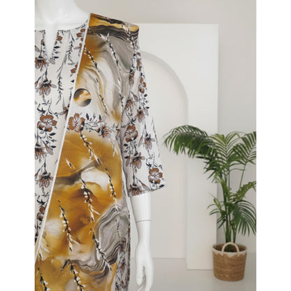 Creamy 3 Piece Linen Unstitched Suit for Women | Summer Collection Ladies Dress