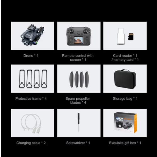 M3 Y3 Ultra Beginner Camera Drone with 4k FPV Camera, Big Screen, Brushless Motor, 4-Direction Infrared Obstacle Avoidance, 2.4G WiFi Remote Control, Foldable Quadcopter with Altitude Hold, One-Key Takeoff/Landing, Headless Mode, LED Lights