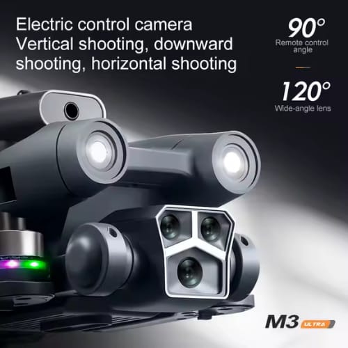 M3 Y3 Ultra Beginner Camera Drone with 4k FPV Camera, Big Screen, Brushless Motor, 4-Direction Infrared Obstacle Avoidance, 2.4G WiFi Remote Control, Foldable Quadcopter with Altitude Hold, One-Key Takeoff/Landing, Headless Mode, LED Lights