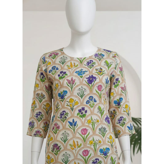 Cream 2 Piece Khaddar Unstitched Suit for Women | Winter Collection Ladies Dress