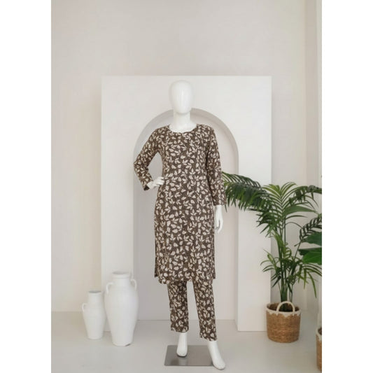 Brown 2 Piece Khaddar Unstitched Suit for Women | Winter Collection Ladies Dress