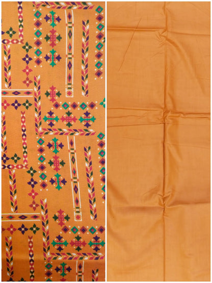 Orange 2 Piece Linen Unstitched Suit for Women | Summer Collection Ladies Dress