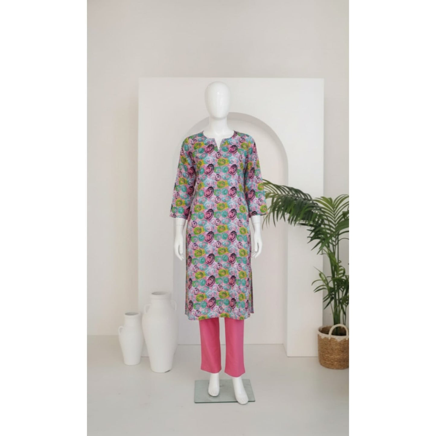 Pink 2 Piece Linen Unstitched Suit for Women | Summer Collection Ladies Dress